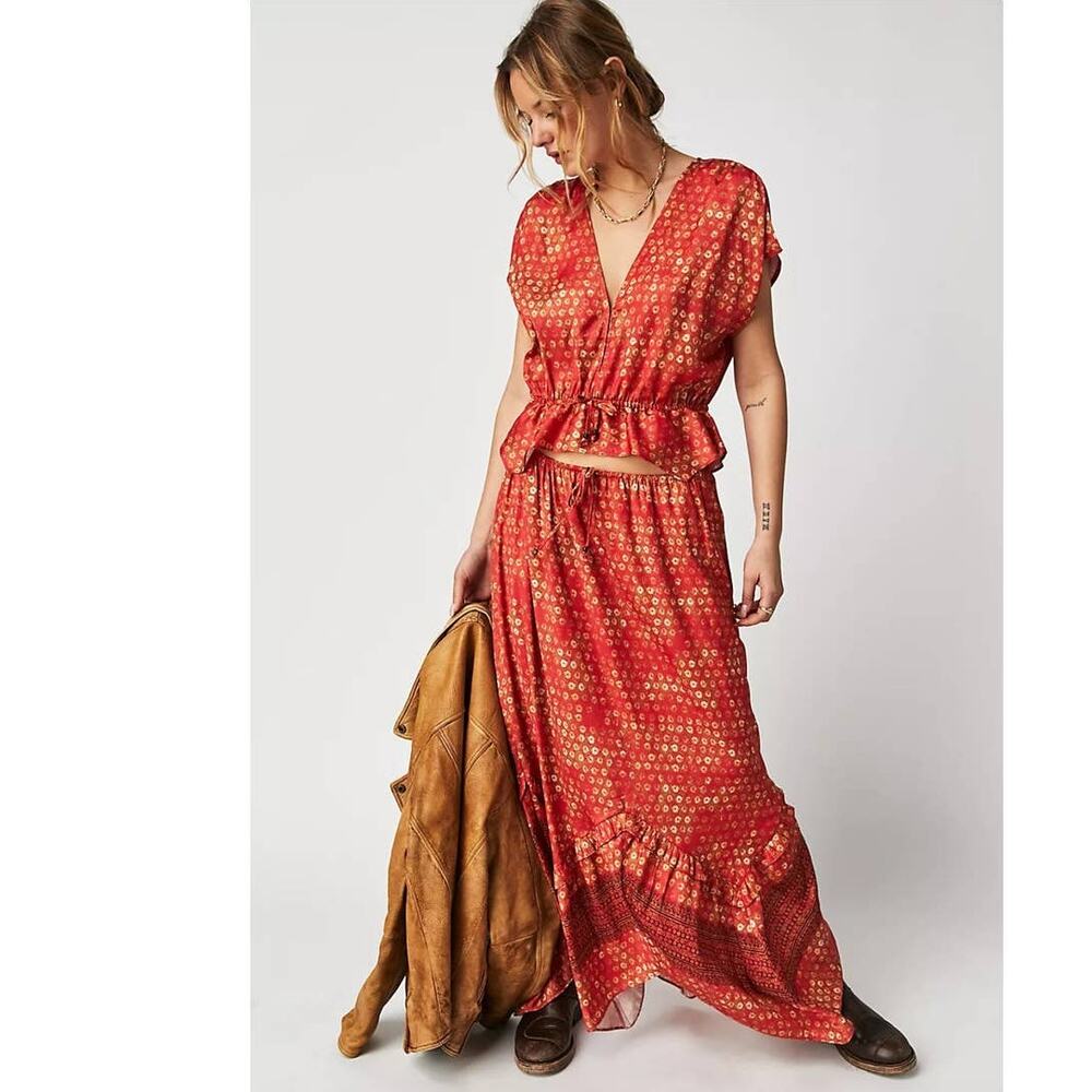 New Free People Dreambound Set  MAXI SKIRT SET  $168 NWT